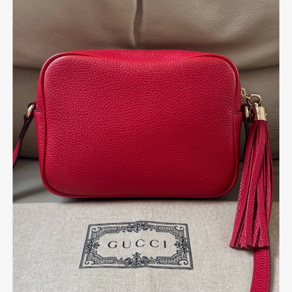 Certified Authentic Gucci Soho Disco Red Leather Tassel Crossbody Camera Bag COA - Picture 2 of 15